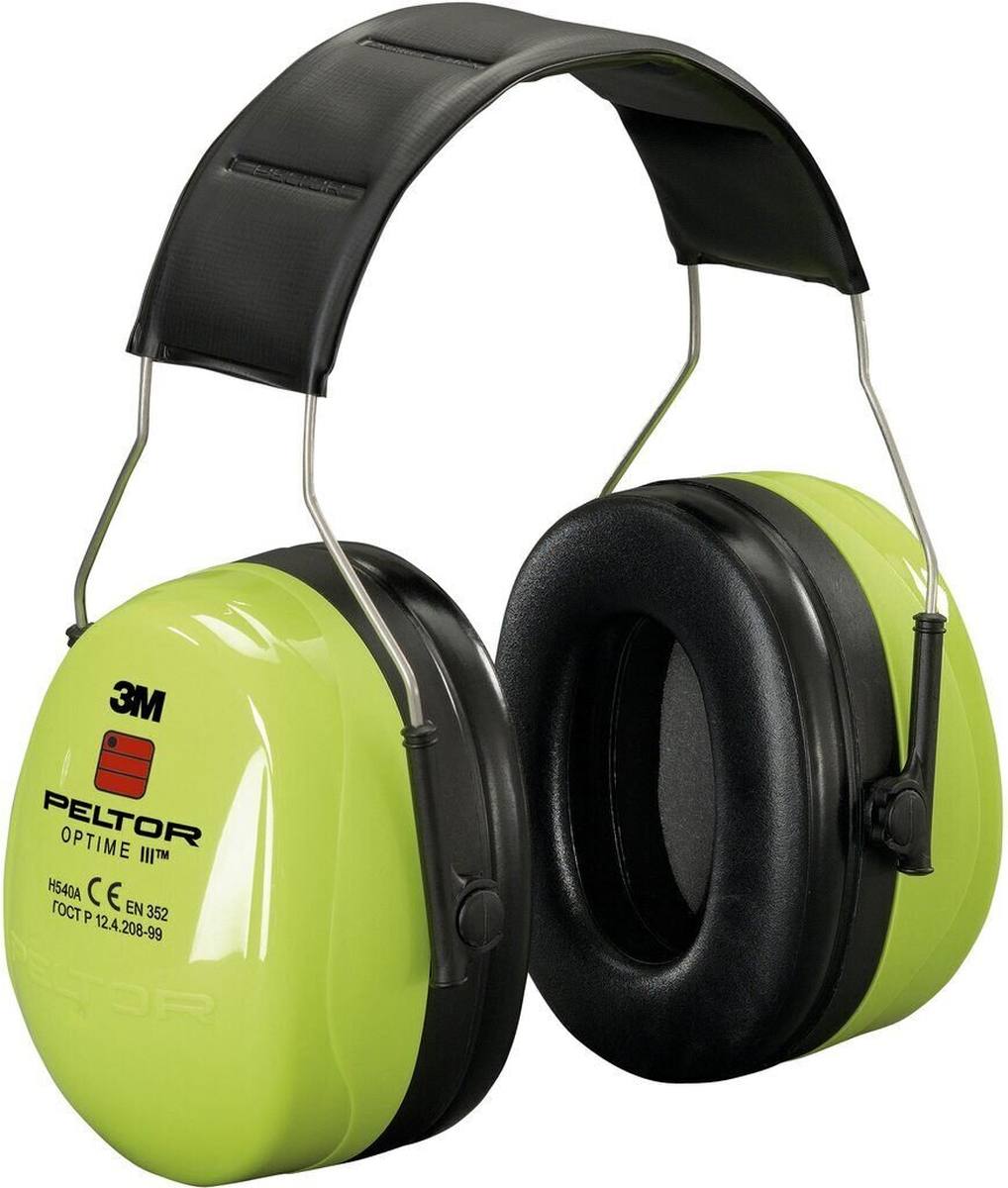 3M PELTOR Optime III oorkappen, Hi-Viz hoofdband, hoge zichtbaarheid, SNR=35 dB, H540AV