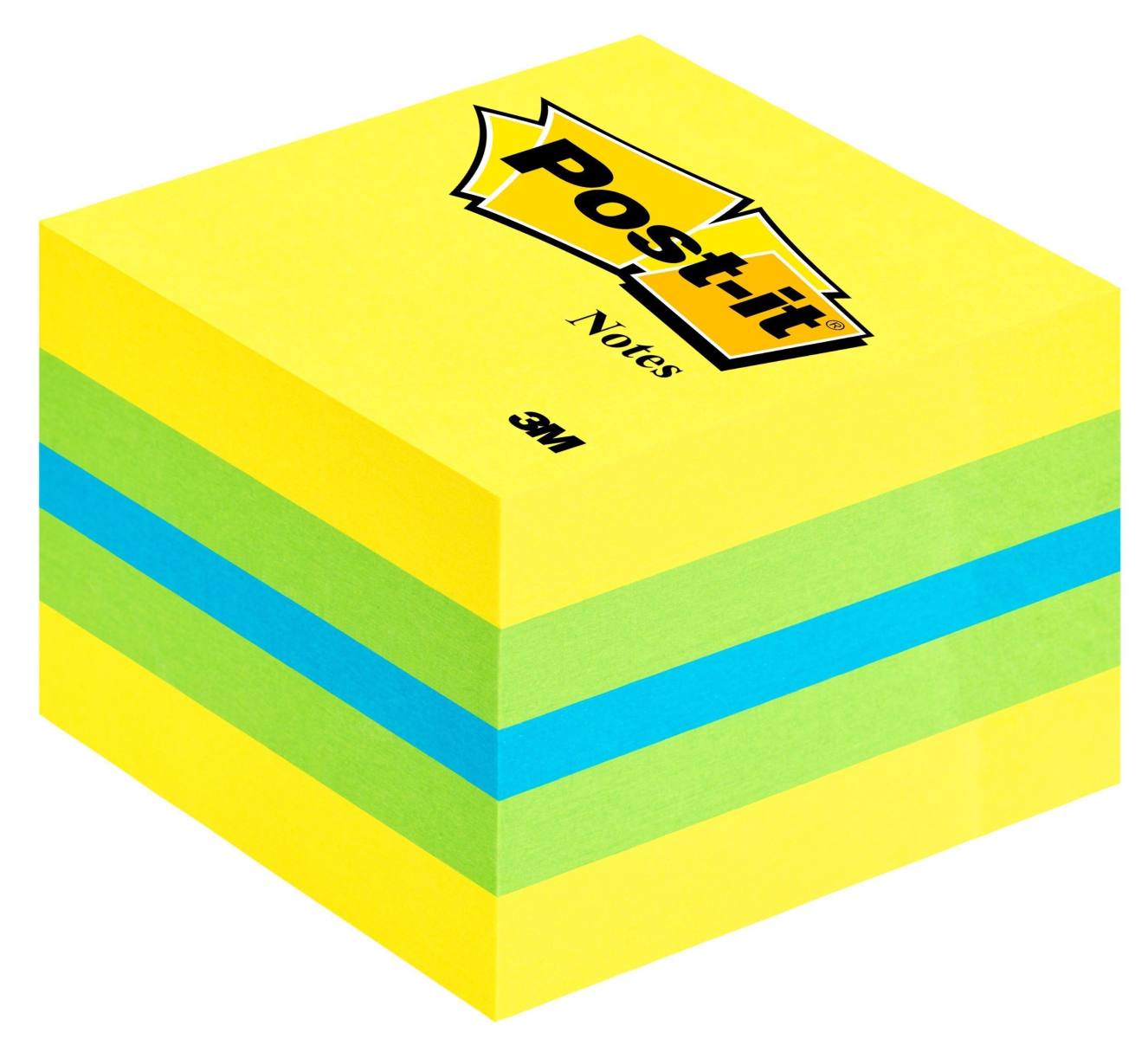 3M Post-it Mini Cube 2051-L, 51 mm x 51 mm, blu, verde lime, giallo limone, 1 cubo da 400 fogli