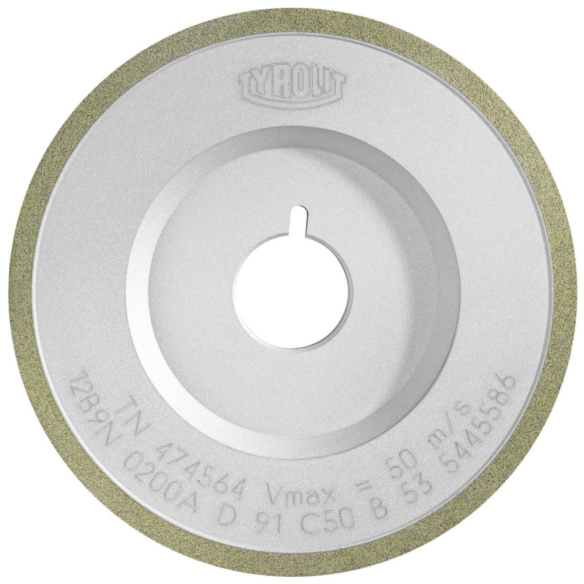 Tyrolit Discos de diamante con aglomerante de resina para mecanizado de flancos DxDxH 100x14x32 Para metal duro, forma: 12B9N, Art. 331135