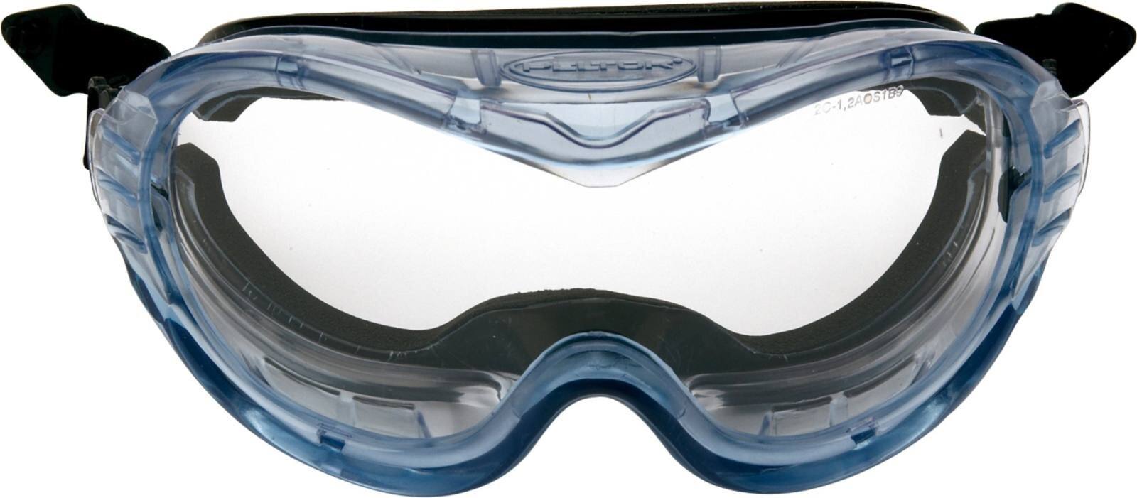 occhiali di sicurezza 3M Fahrenheit per caschi con rivestimento in acetato/cardio AS/AF/UV, PC, trasparenti, con schiuma, non ventilati, fascia in nylon, incluso sacchetto in microfibra FheitSAH