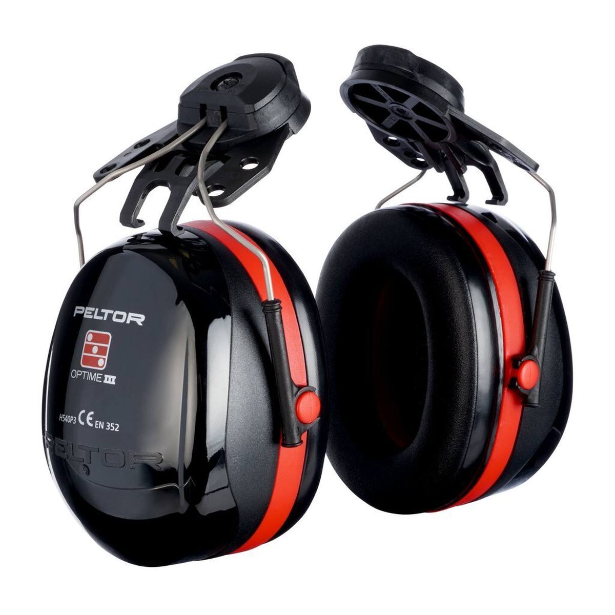 3M PELTOR Orejeras Optime III, fijación para casco, negras, con adaptador para casco, SNR=34 dB, H540P3H-413-SV