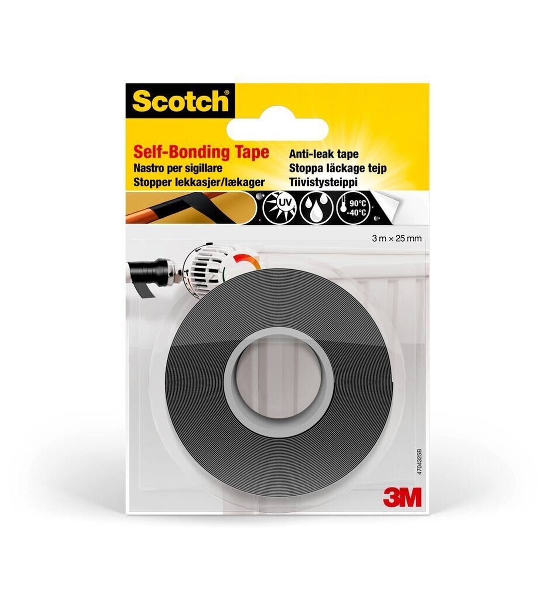 3M Scotch self-sealing repair tape 4704, 25 mm x 3 m, black