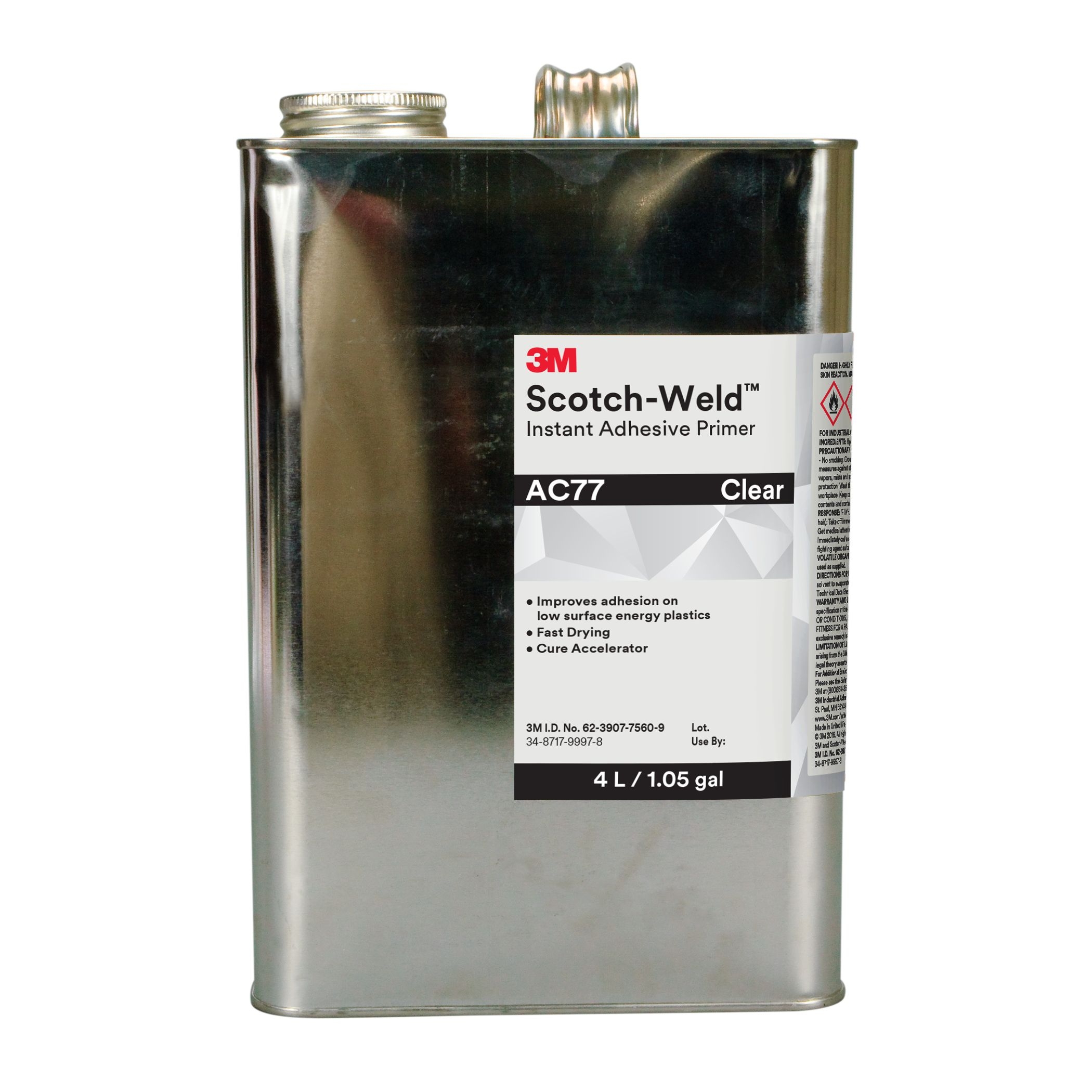  3M Scotch-Weld Primer heptaanipohjaisille syanoakrylaattiliimoille AC 77, kirkas, 1 litraa