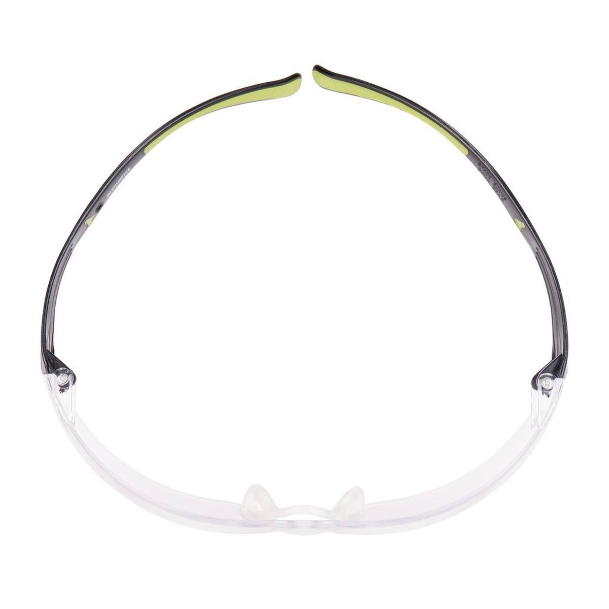 3M Gafas de protección SecureFit 400, patillas negras/verdes, tratamiento antirrayas/antivaho, lentes transparentes, SF401AS/AF-EU