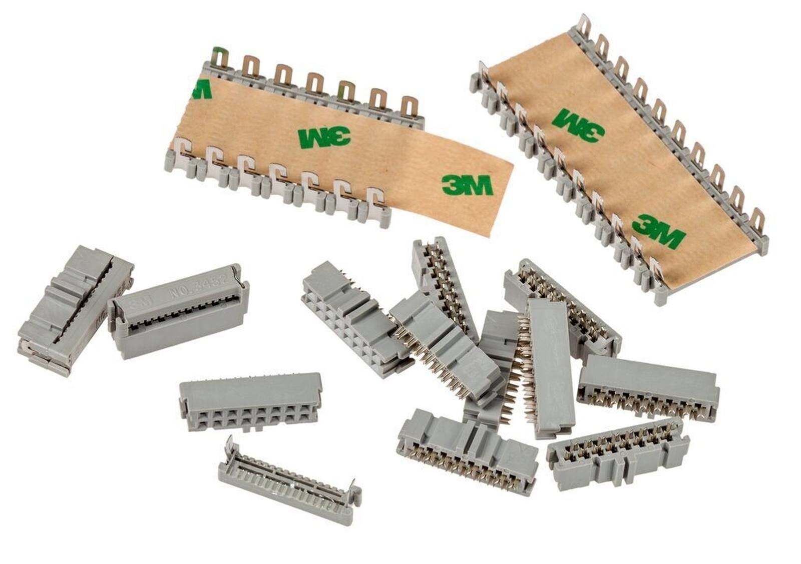 3M 3452-6600, vrouwelijke connector voor kabelmontage, 16-pin, 3000-serie, 2,54 mm, 0,76 µm Au Grijs