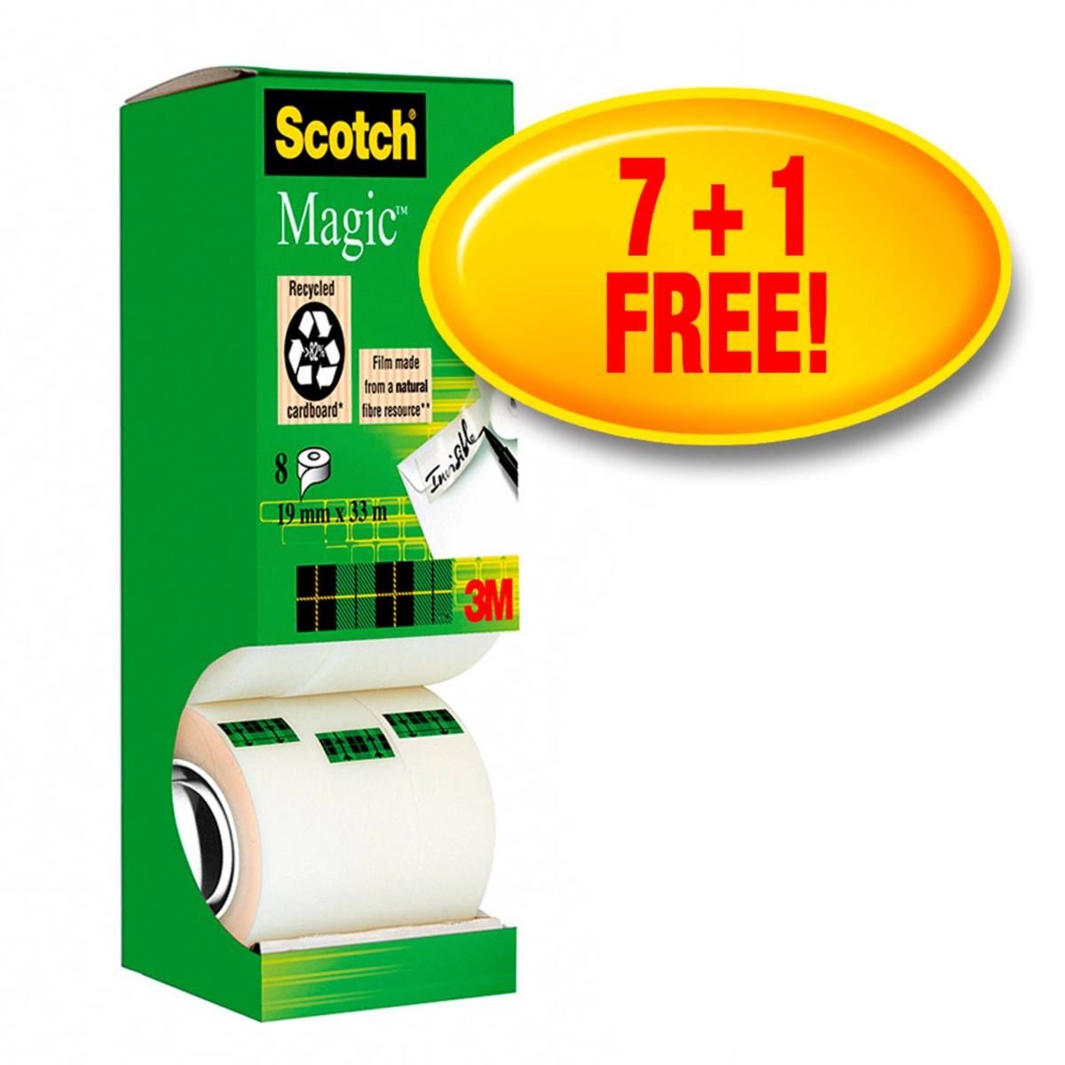 3M Promoción de cinta adhesiva Scotch Magic con 8 rollos de 19 mm x 33 m