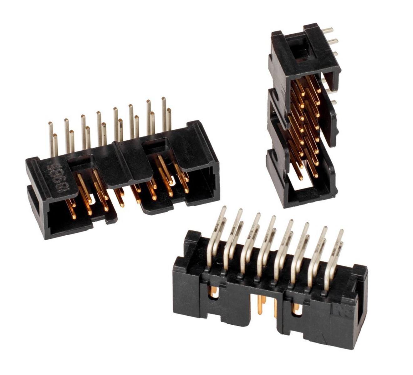 3M N2516-5002 RB, barrel pin connector, 90Â° angled, 16-pin, 2500 series, 2.54 mm, 0.76 Âµm Au, black