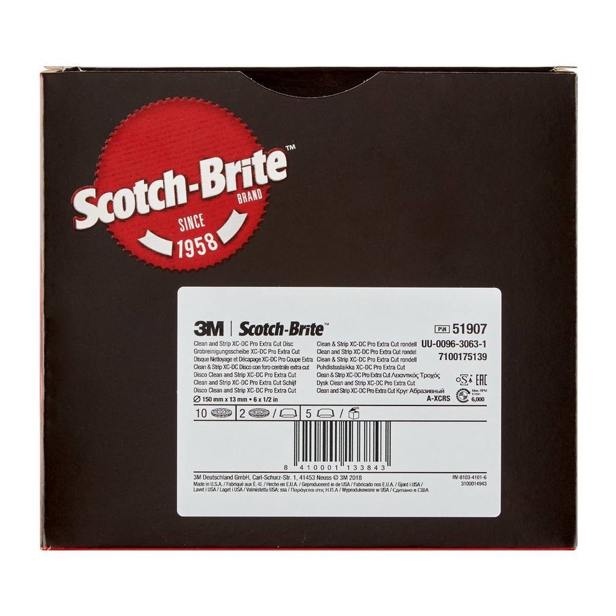 3M Scotch-Brite grove reinigingsschijf XT-DC Pro Extra Cut, 150 mm x 13 mm, A, extra grof