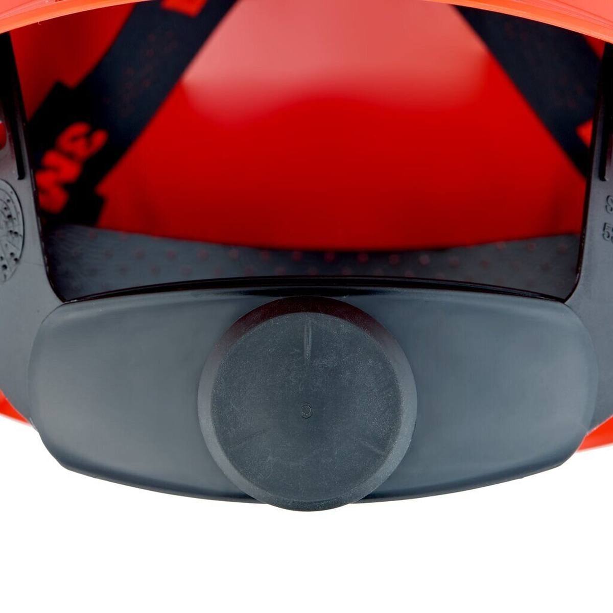 3M G3000 safety helmet with UV indicator, red, ABS, ventilated ratchet fastener, plastic sweatband, reflective sticker