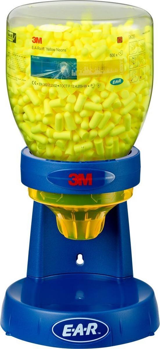 3M E-A-R Soft Yellow Neons dispenserhulpstuk voor OneTouch Pro dispenser, SNR=36 dB, 500 paar, neongeel PD01002