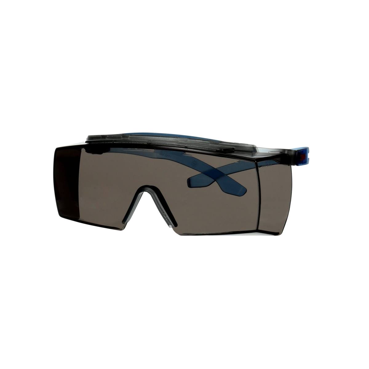 3M SecureFit 3700 Überbrille, blaue Bügel, integrierter Augenbrauenschutz, Scotchgard Anti-Beschlag Beschichtung (K&N), graue Scheibe, winkelverstellbar, SF3702XSGAF-BLU-EU