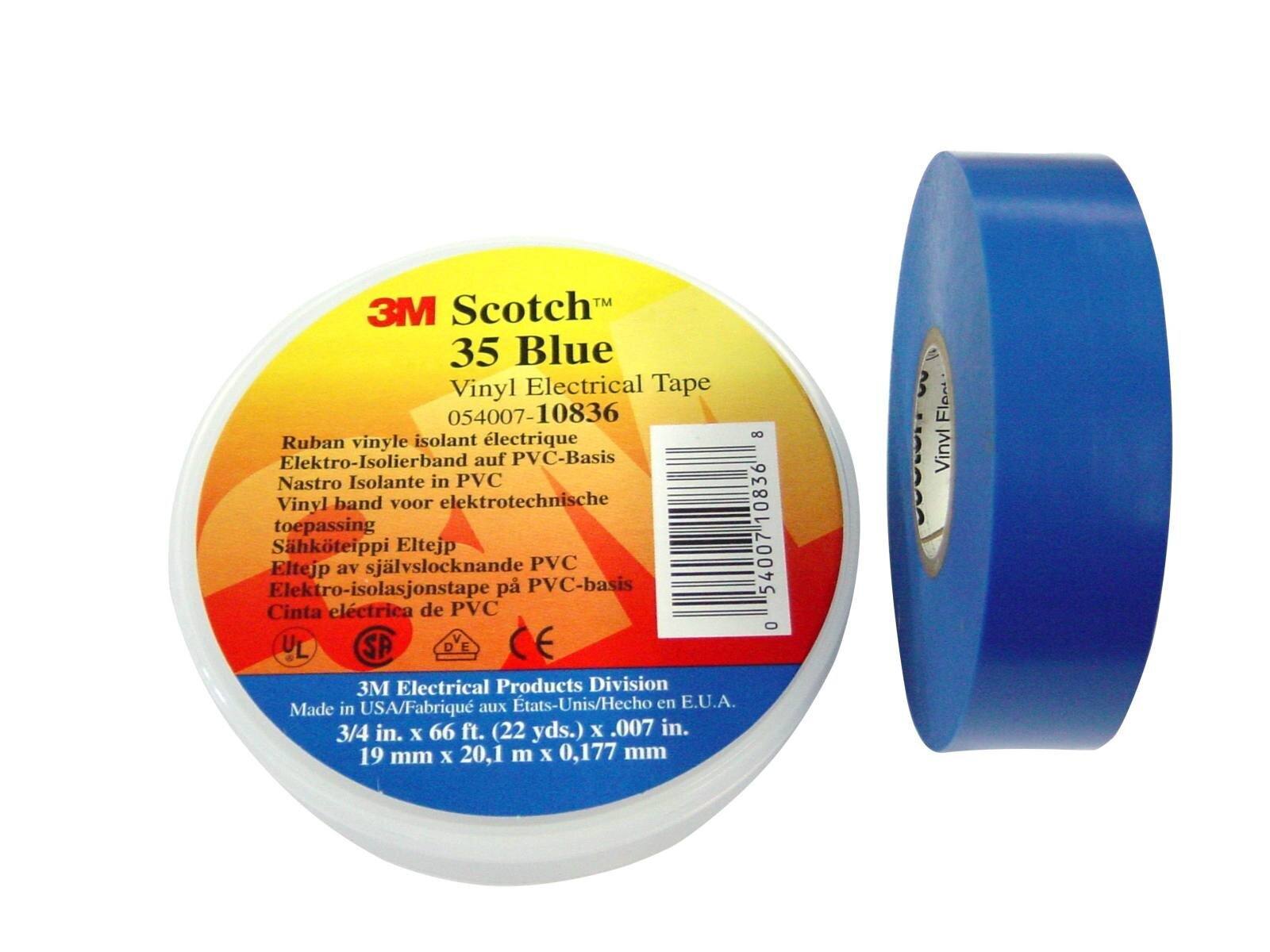 Nastro isolante elettrico in vinile 3M Scotch 35, blu, 19 mm x 20 m, 0,18 mm
