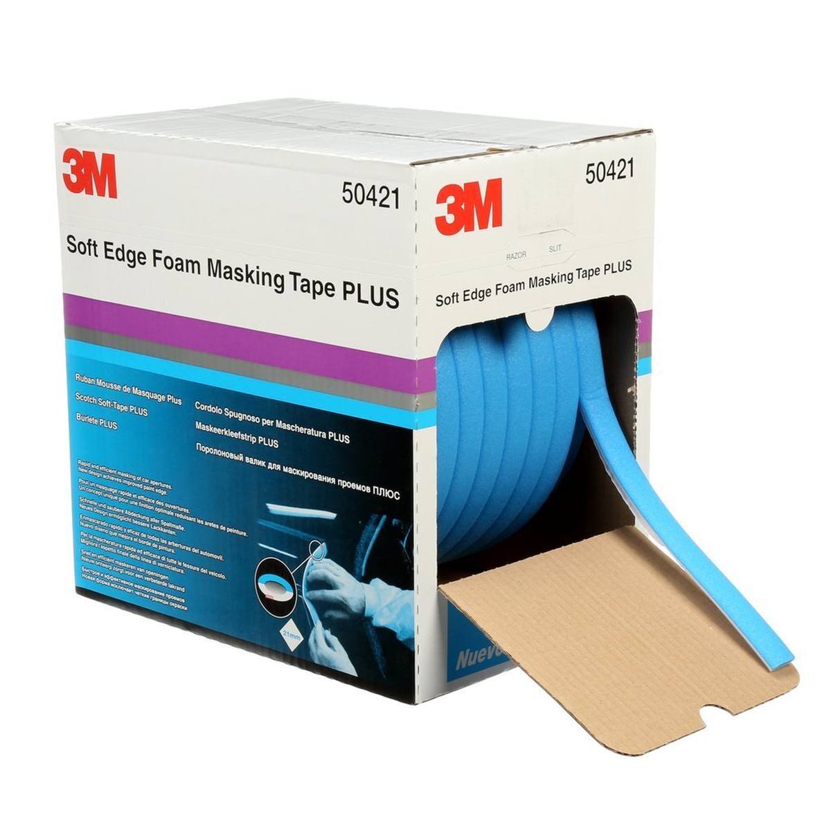 3M Soft Edge Foam Masking Tape PLUS, blue, 21 mm x 49 m, 50421