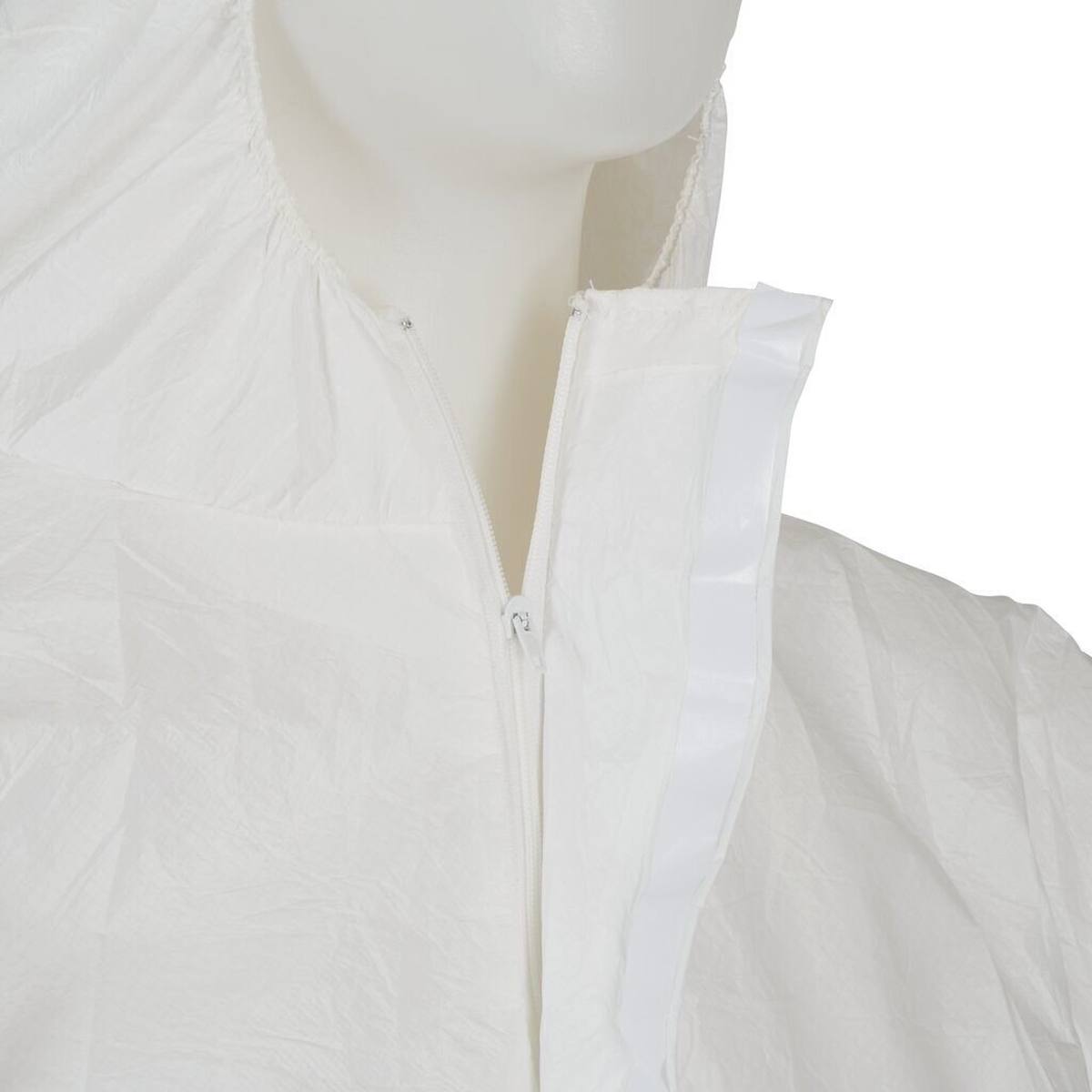 3M 4545 coverall, white, TYPE 5/6, size 2XL, material PE laminate, antistatic coating, particularly low-linting, detachable zipper, knitted cuffs