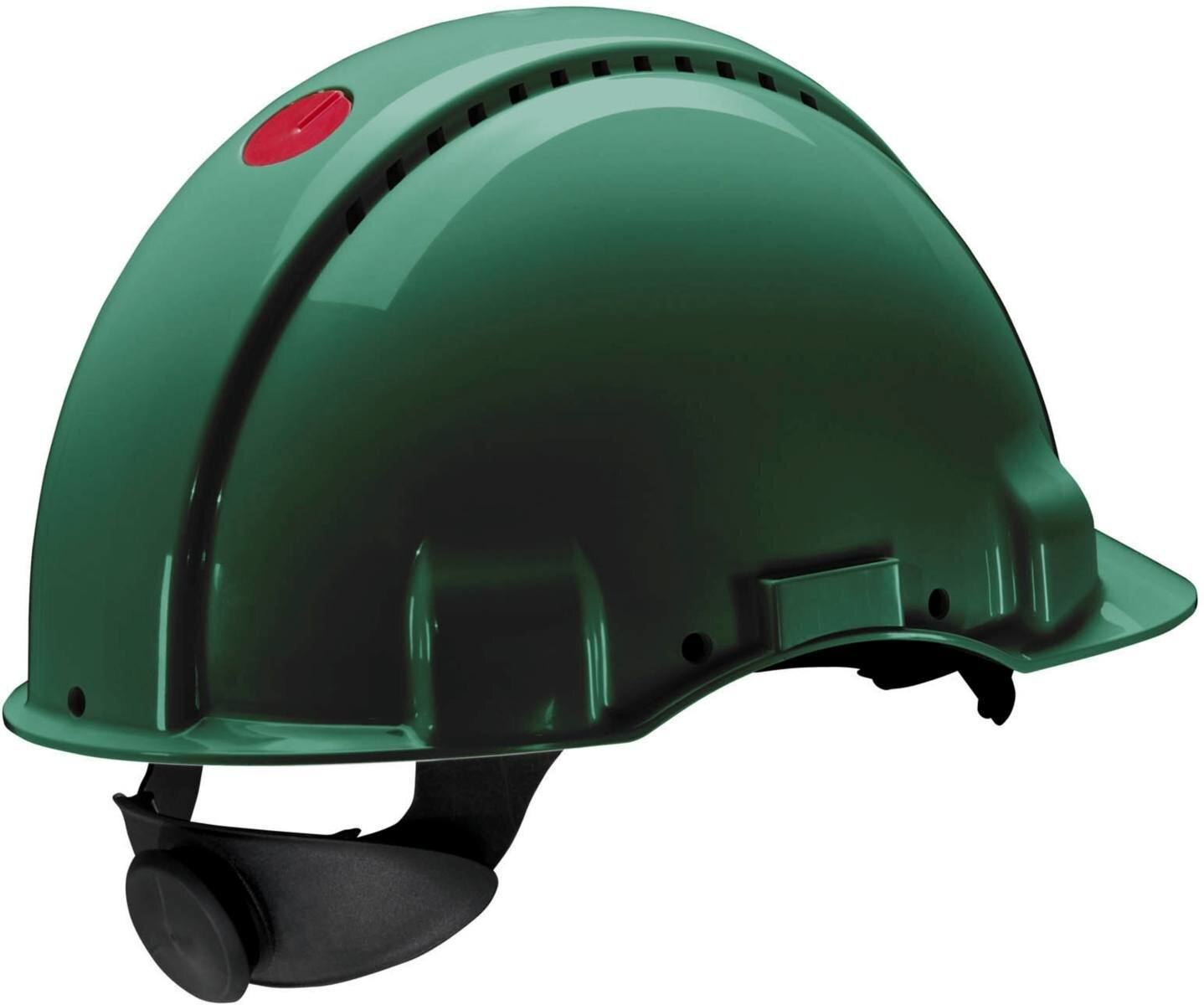 3M G3000 safety helmet G30NUG in green, ventilated, with uvicator, ratchet and plastic welding strap