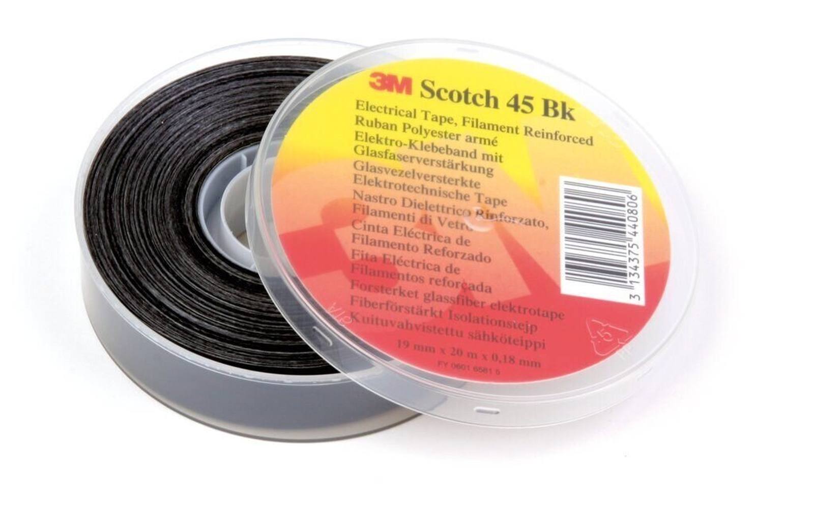 3M ET 45bk polyester film, glass fiber reinforced, black, 19 mm x 20 m x 0.2 mm