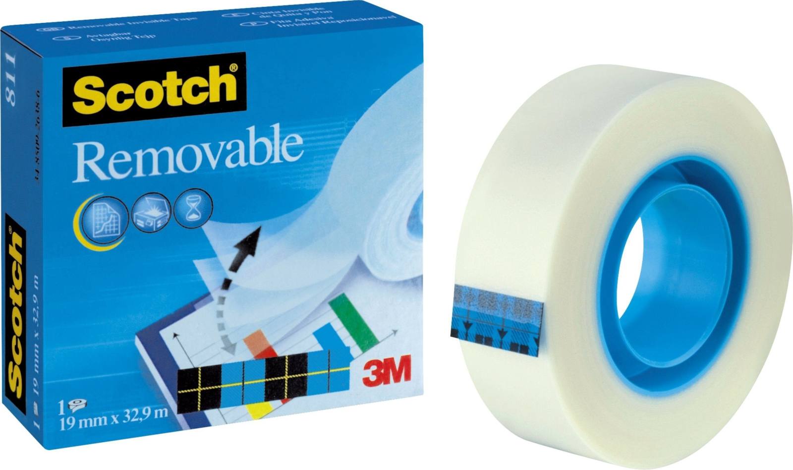 3M Scotch Removable adhesive tape 1 roll 19 mm x 33 m