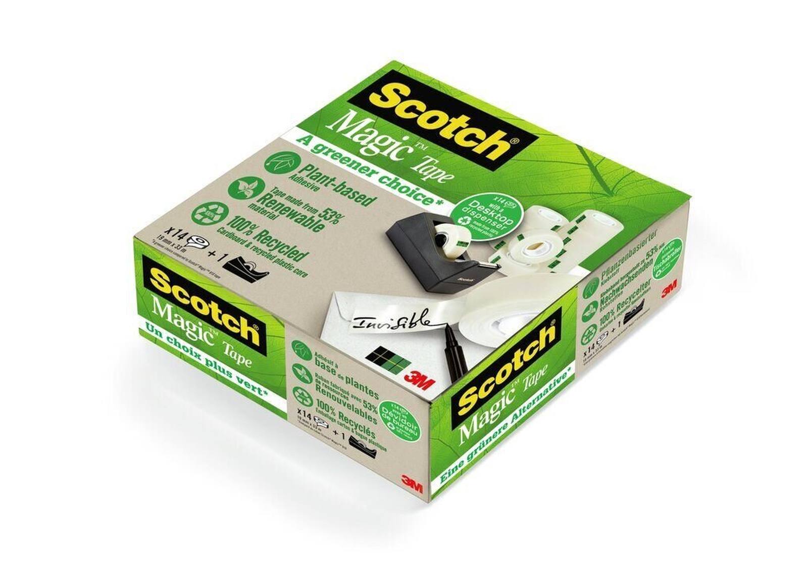 3M Scotch C38 table dispenser black + 14 rolls Scotch Magic A Greener Choice adhesive tape 19 mm x 33 m