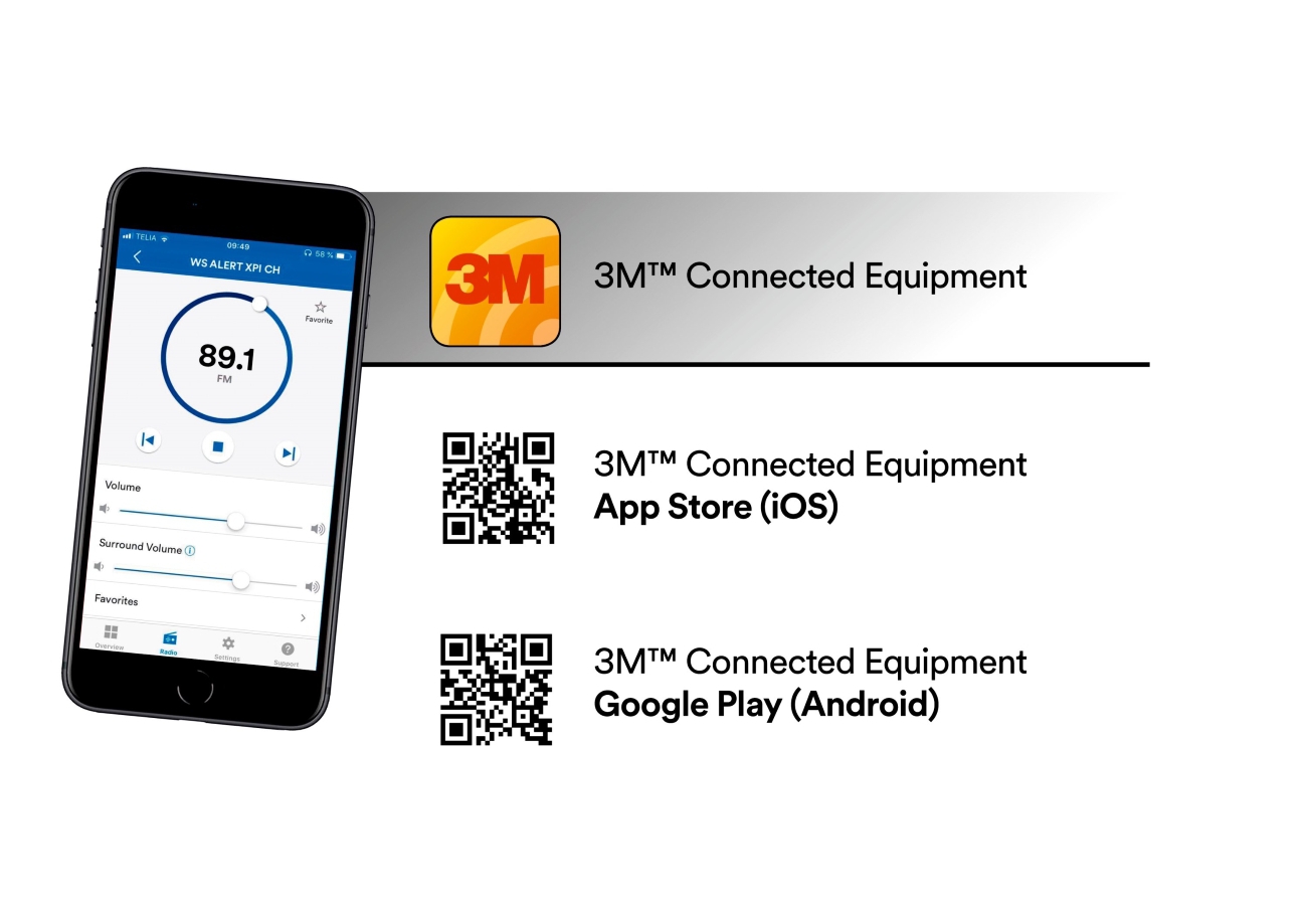 3M PELTOR WS ALERT X headset, 30 dB, Bluetooth-technologie, helmbevestiging, compatibel met mobiele app, helder geel, MRX21A4WS6