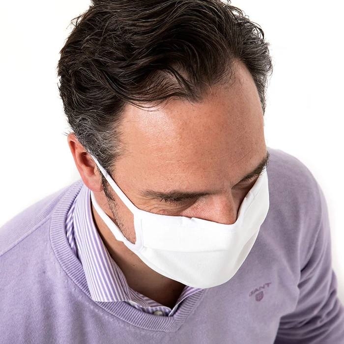 Mundmaske aus Trevira Bioactive Fasern, verstellbare Nasenbügel, wiederverwendbar, waschbar bei 95°C "Dieses Produkt ist nicht medizinisch zertifiziert und entspricht nicht den Vorgaben der CE-Kennzeichnung. Es wird keinerlei Haftung übernommen."