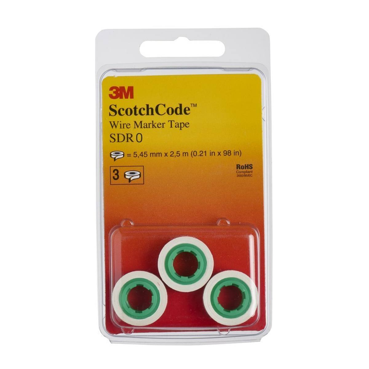 3M ScotchCode SDR-0 rollos de recambio de marcador de cables, número 0, paquete de 3