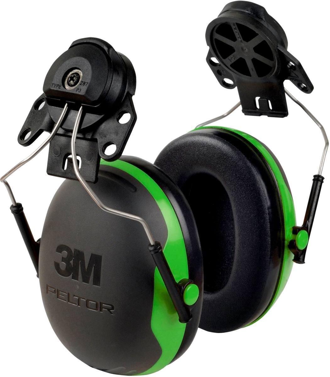3M Peltor earmuffs, X1P3E helmet attachment, green, SNR = 26 dB with helmet adapter P3E (for all 3M helmets, except G2000)