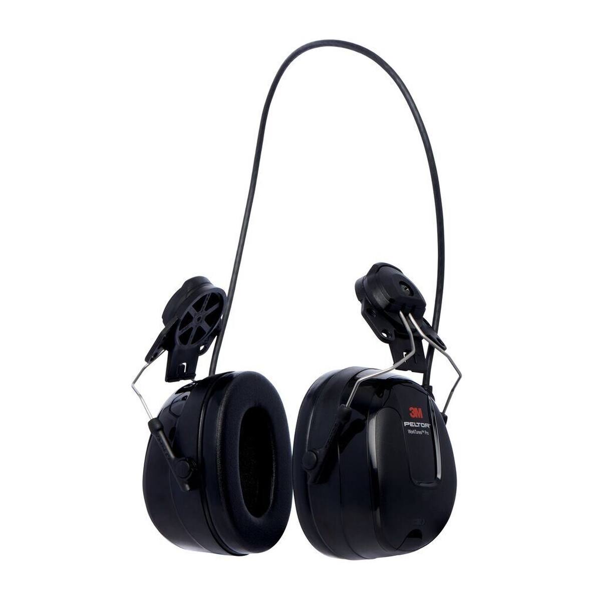3M PELTOR WorkTunes Pro Auriculares de protección auditiva con radio FM, fijación al casco, negro