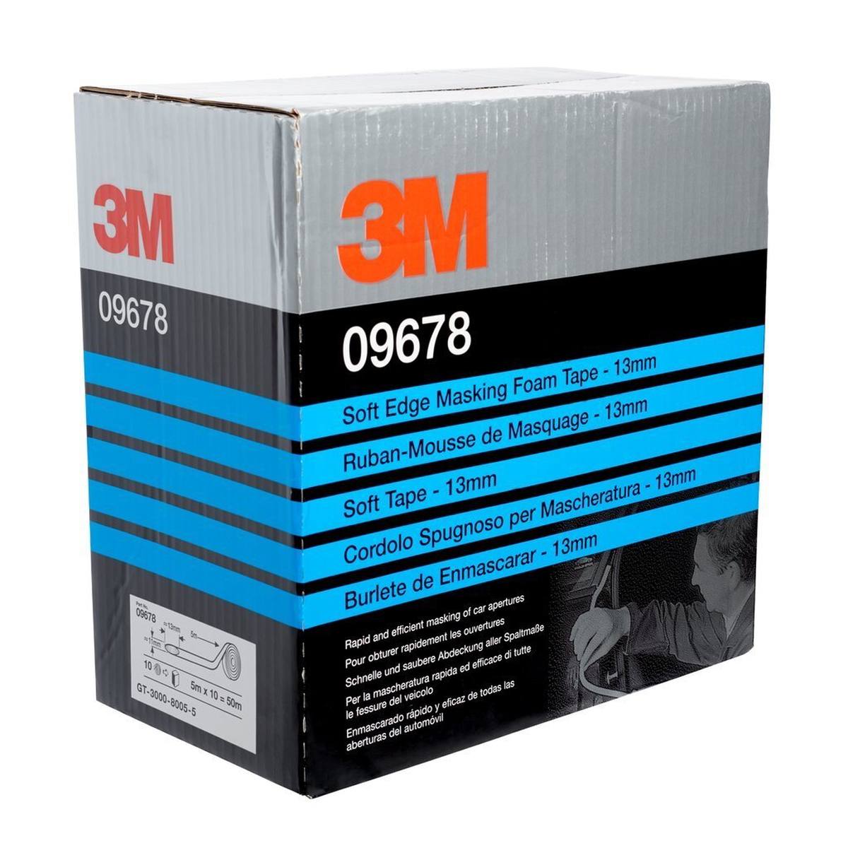 3M Soft Edge Foam masking tape, white, 13 mm x 50 m, 09678