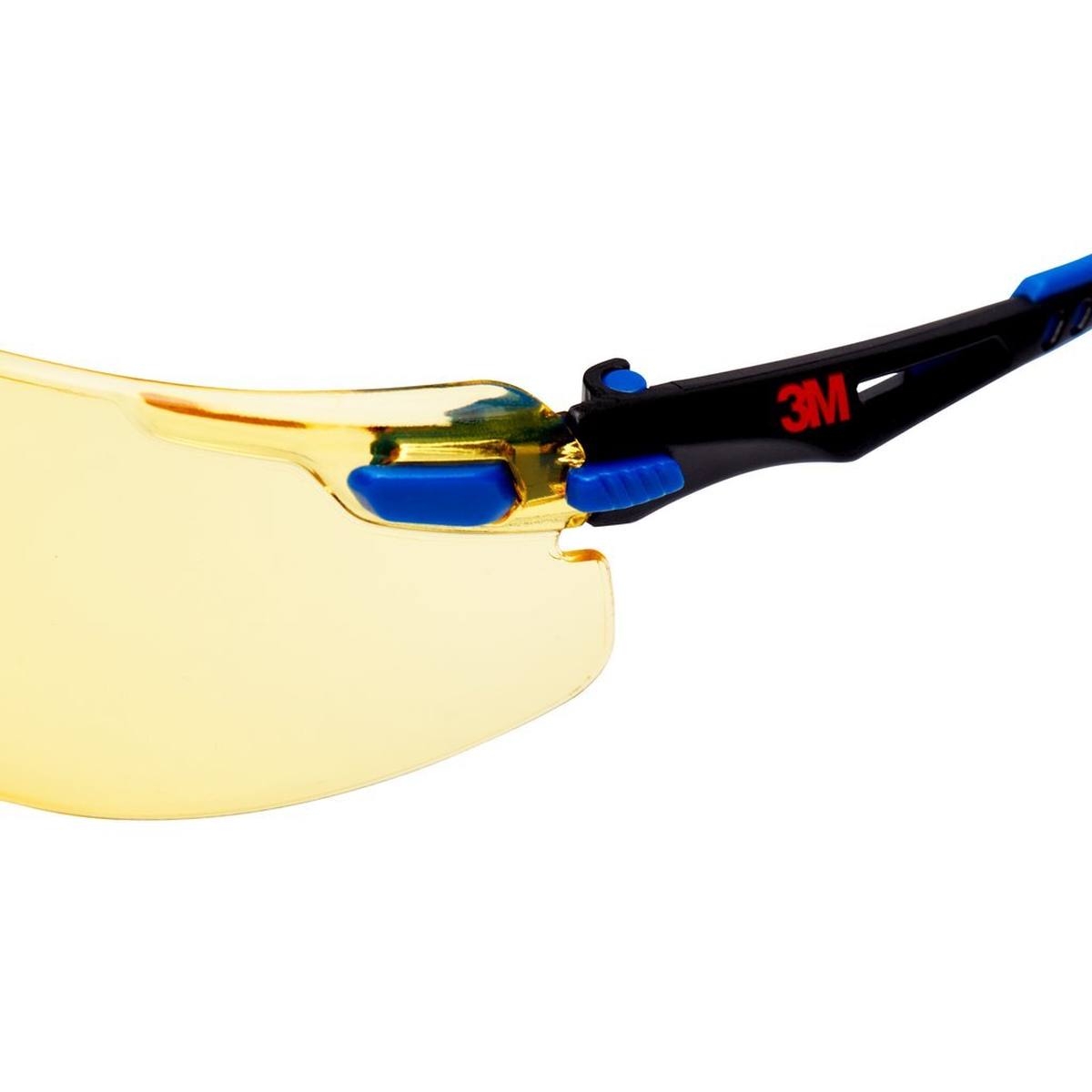 3M Gafas de protección Solus 1000, montura azul/negra, revestimiento Scotchgard antivaho/antirayas (K&amp;N), lente amarilla, S1103SGAF-EU