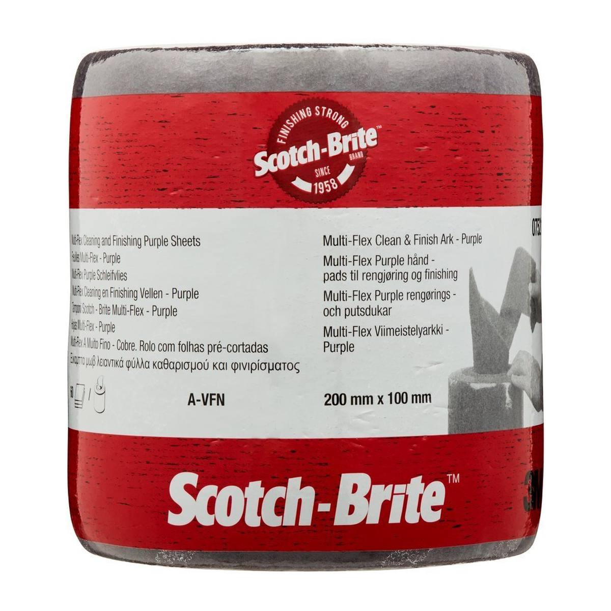 Rollo no tejido 3M Scotch-Brite Multi-Flex MX-SR, violeta, 100 mm x 200 mm, A, muy fino, perforado 60 veces #07521