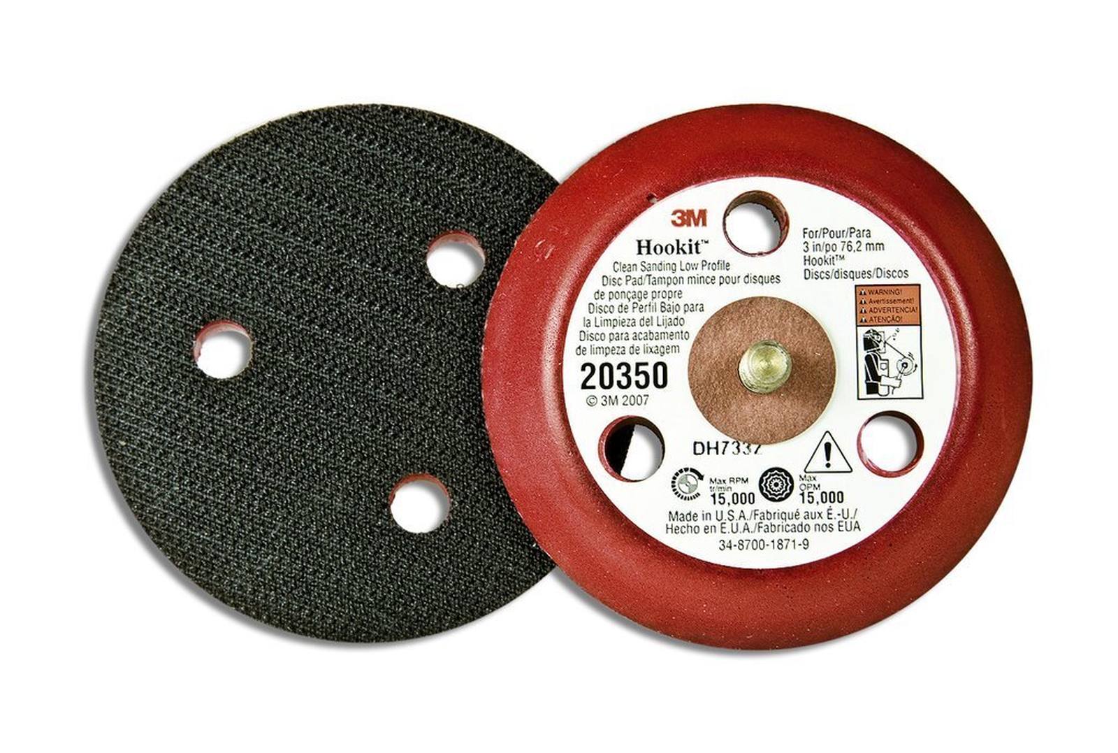 3M Hookit Plato soporte, 76,2 mm, estándar, 3 agujeros, rosca 1/4'' #20350